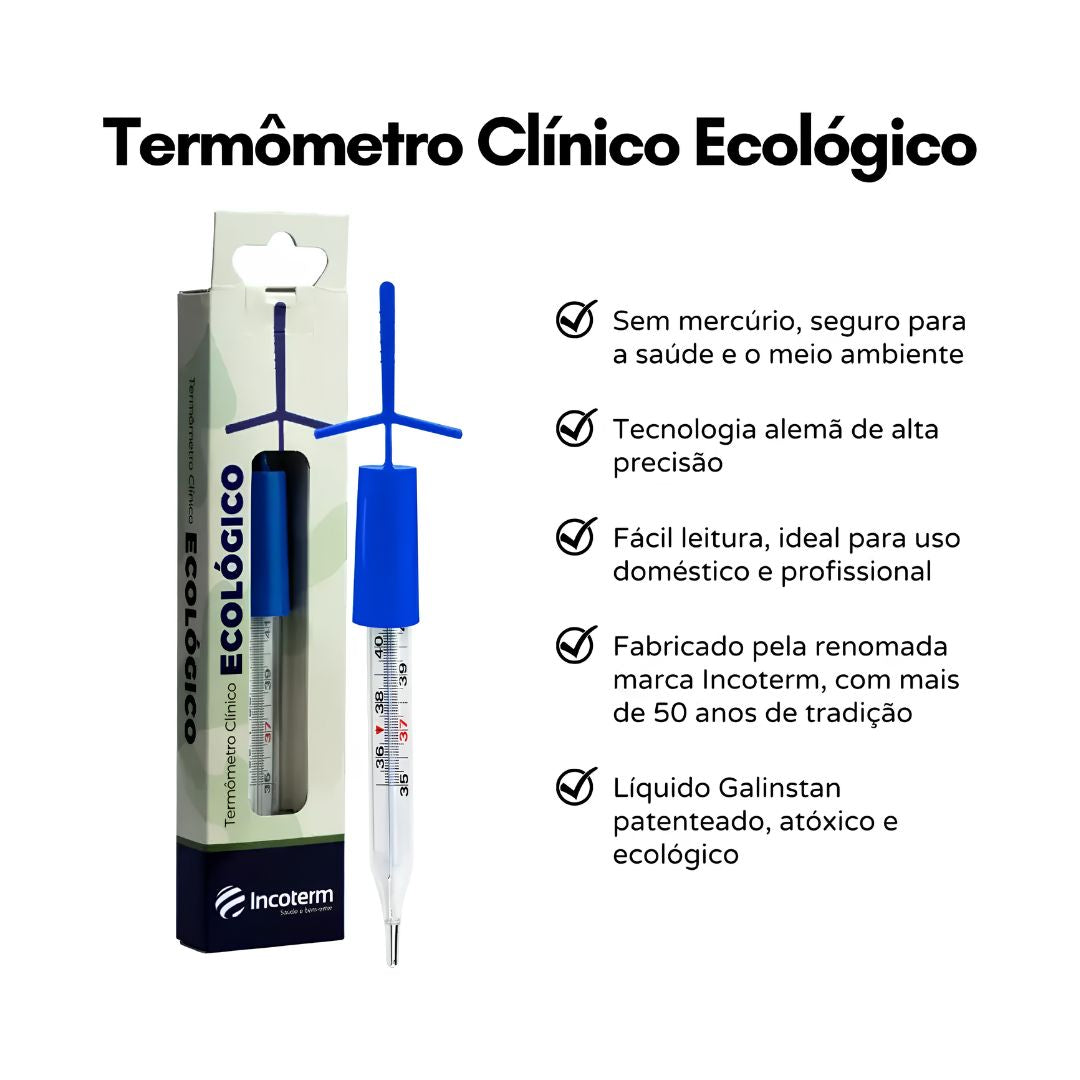 Termômetro Clínico Ecológico - Sem Mercúrio - Incoterm