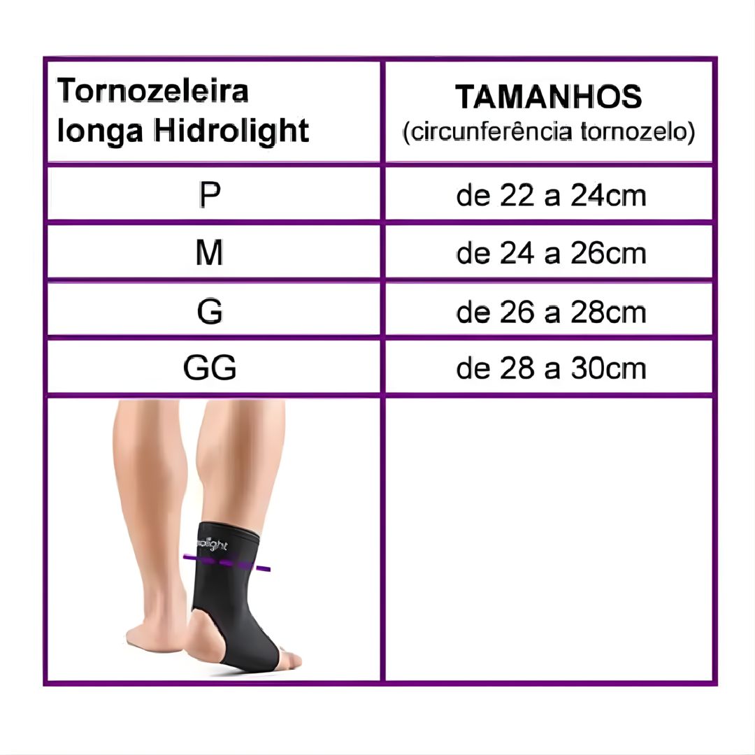 Tornozeleira longa Neoprene - Hidrolight