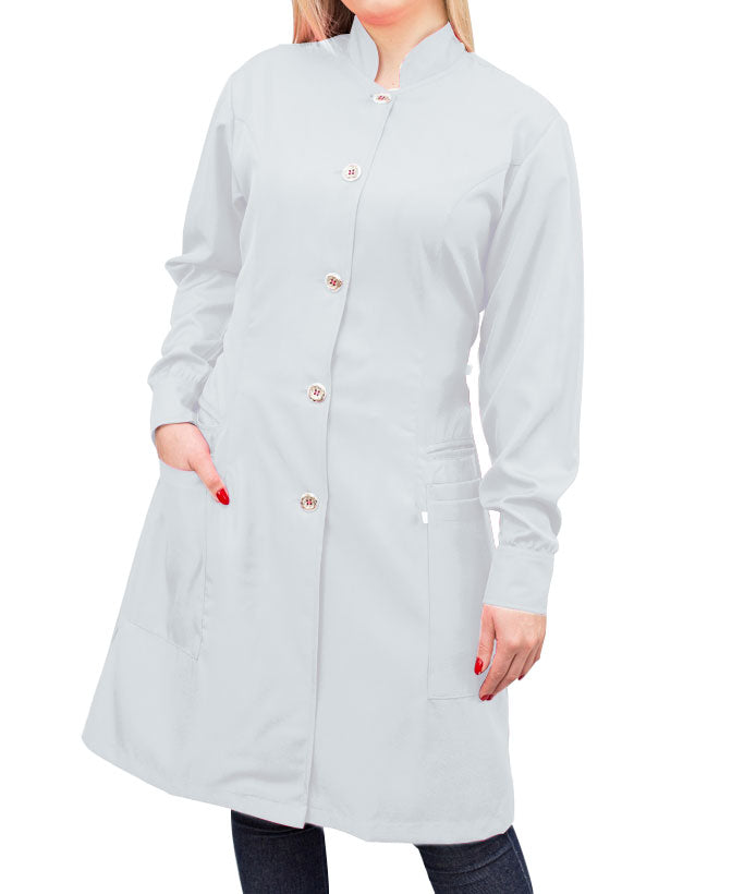 Jaleco Feminino Manga Longa Gola Padre C/ Botões Gabardine Namaste