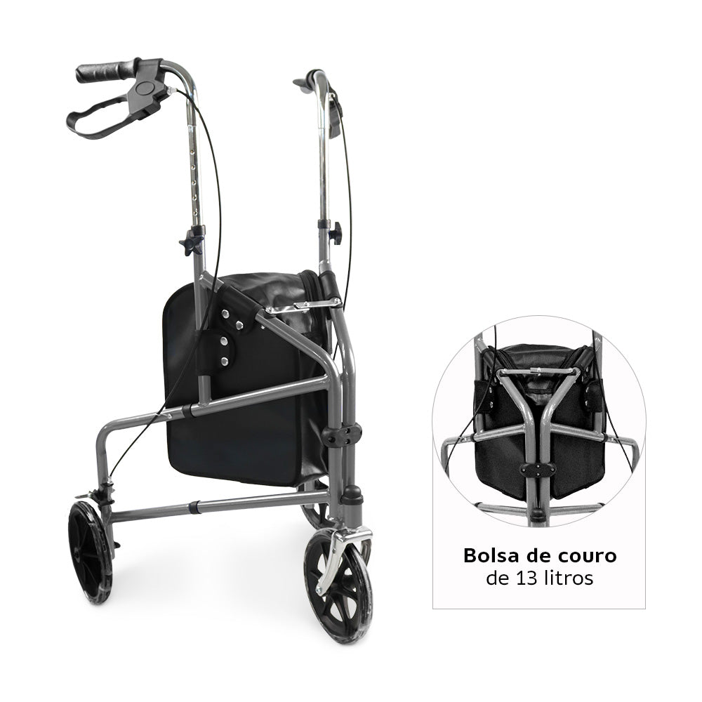 Andador Dobrável 3 Rodas D11 até 100kg Dellamed