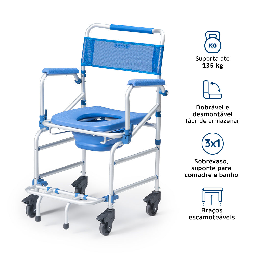 Cadeira de Banho D55 Ultraleve Alumínio 40cm - Dellamed