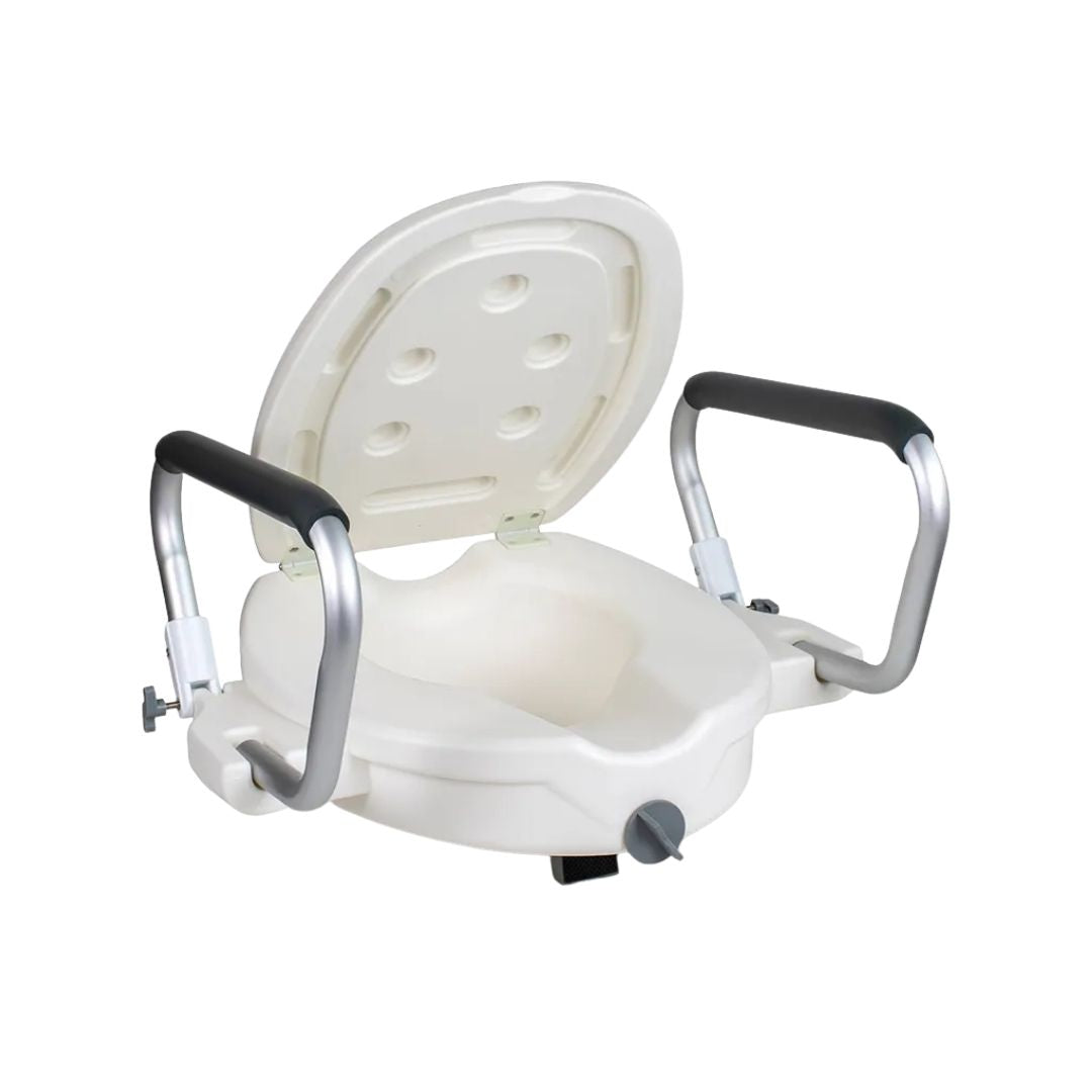Assento Sanitario Elevado com Apoio e Tampa - Longevitech