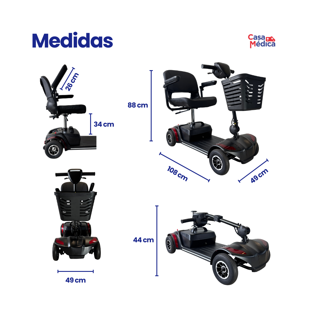 Cadeira de Rodas Motorizada Scooter Elétrica Dobrável até 136kg - Loh Medical