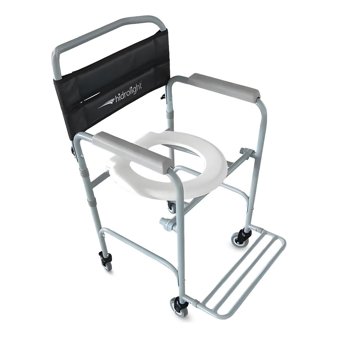 Cadeira de Banho Simples SC103 Aço Desmontável com Rodízios 100kg - Hidrolight