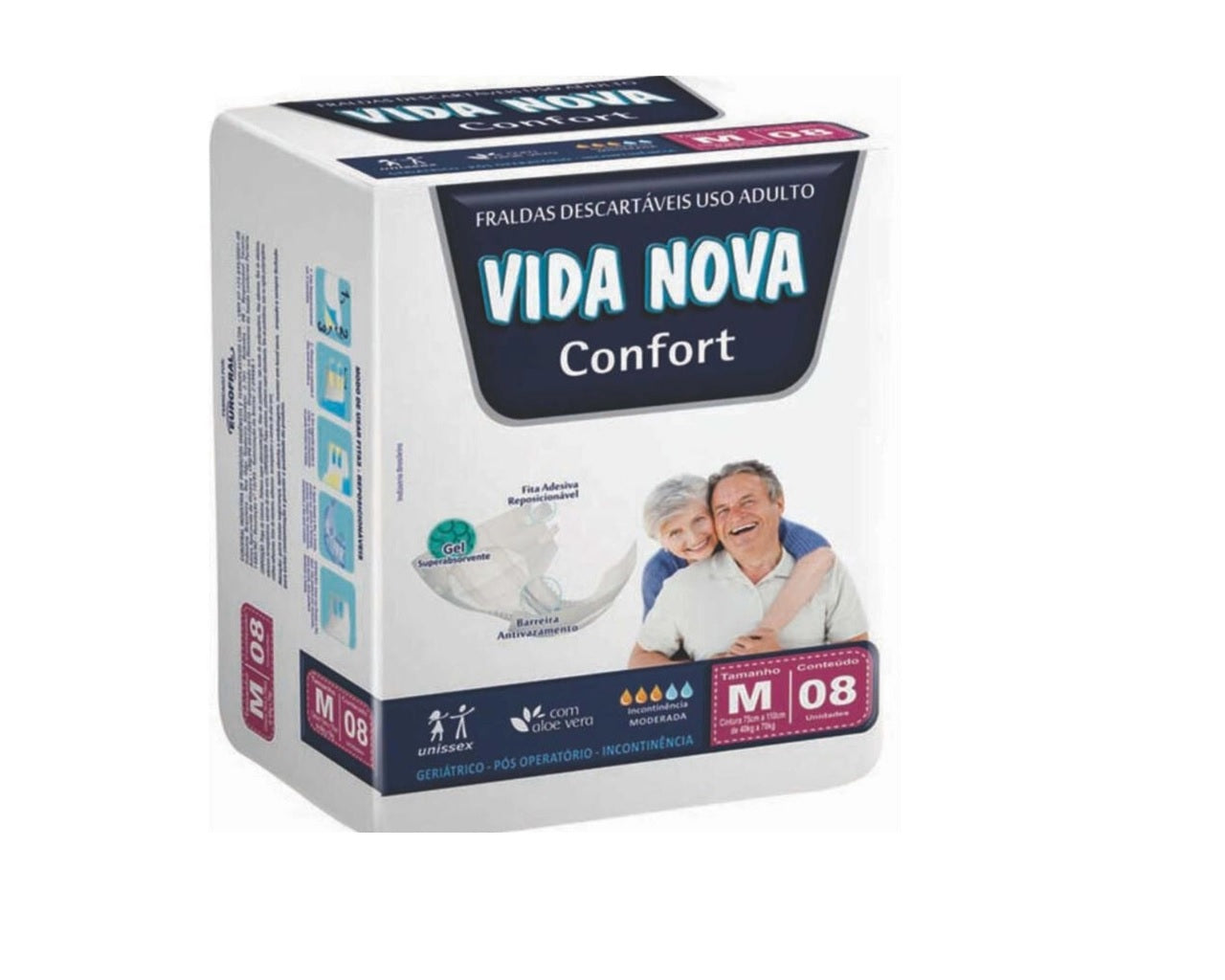 Fralda Adulto Geriátrica Descartável 8 unid Vida Nova