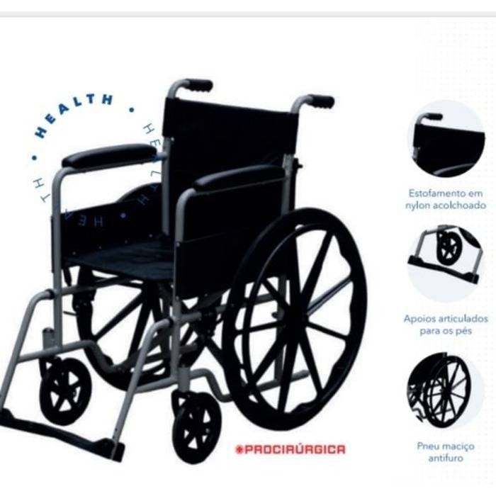 Cadeira De Rodas Pro8000 46cm Aço 110kg Procirurgica