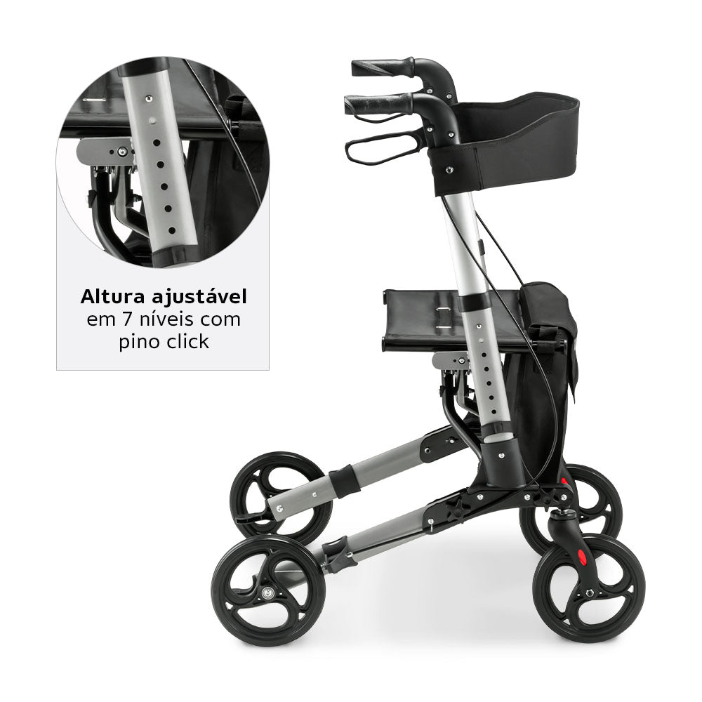 Andador Aluminio 4 Rodas D14 - Dellamed