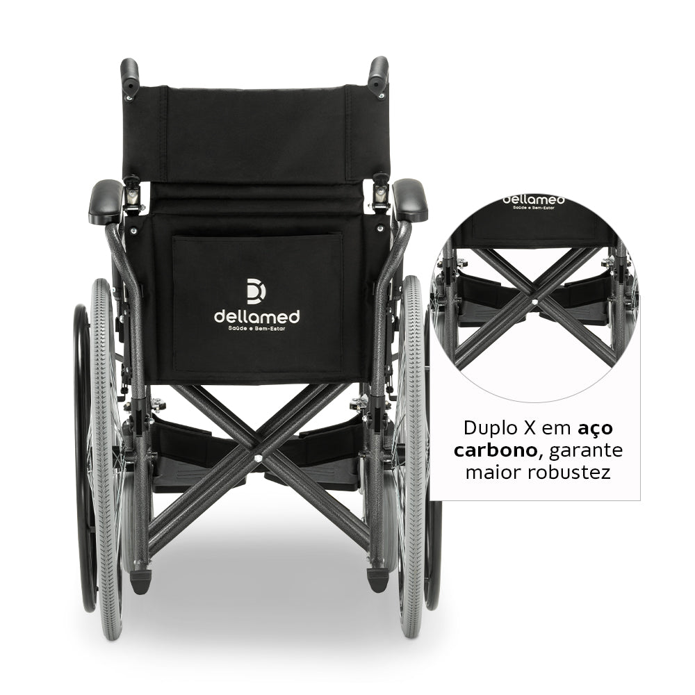 Cadeira de Rodas em Aço Carbono Dobrável D400 Dellamed