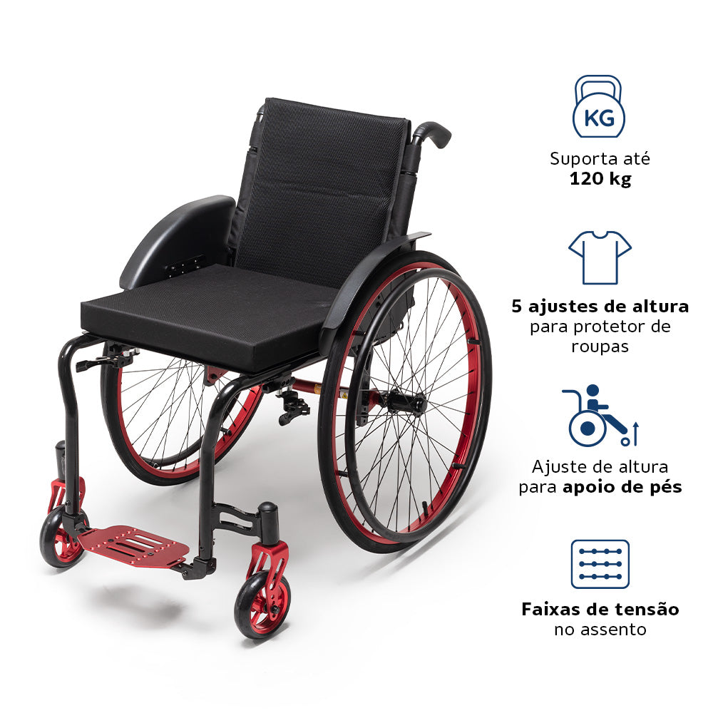 Cadeira de Rodas Monobloco em Alumínio Maxmoving 38cm - Dellamed