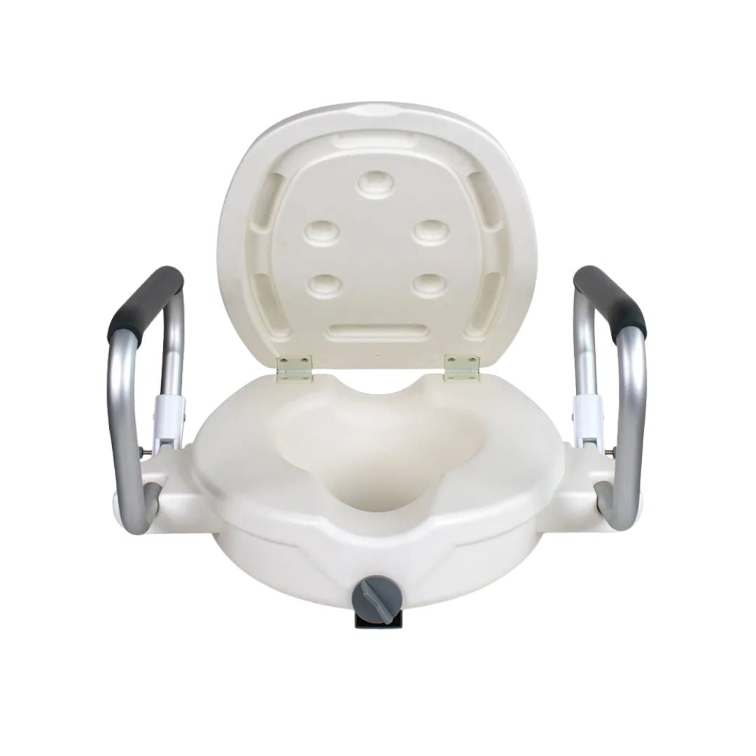 Assento Sanitario Elevado com Apoio e Tampa - Longevitech