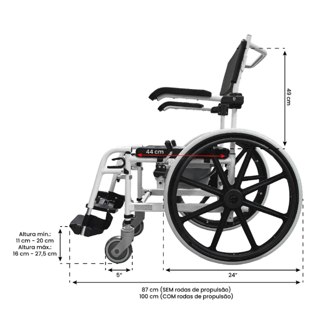 Cadeira de Banho e Higiene em Aluminio Evo - Mobility