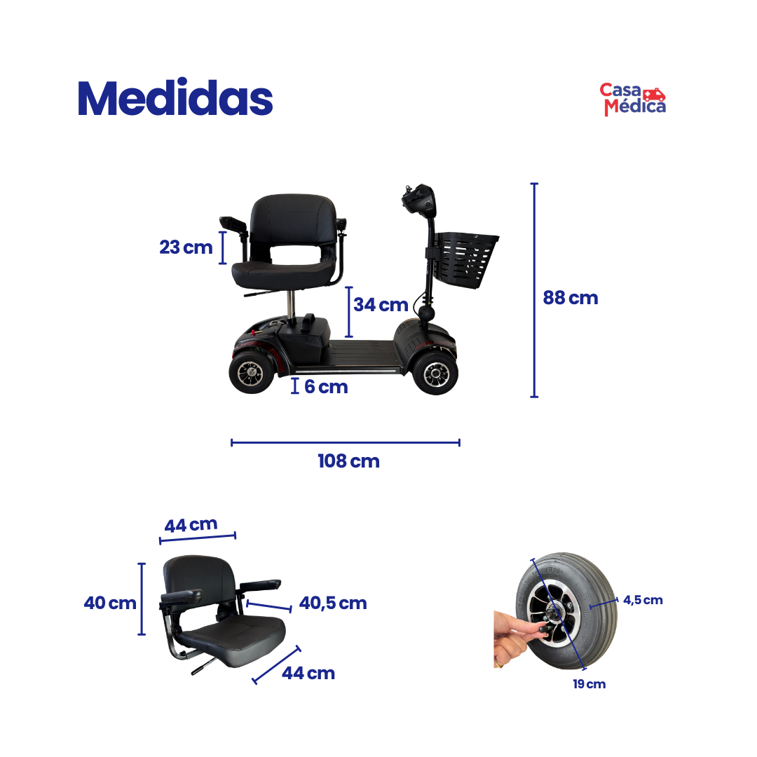Cadeira de Rodas Motorizada Scooter Elétrica Dobrável até 136kg - Loh Medical