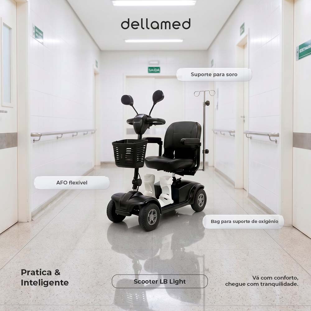 Scooter Elétrica LB Light - Dellamed - com Calha AFO e Suporte para Soro