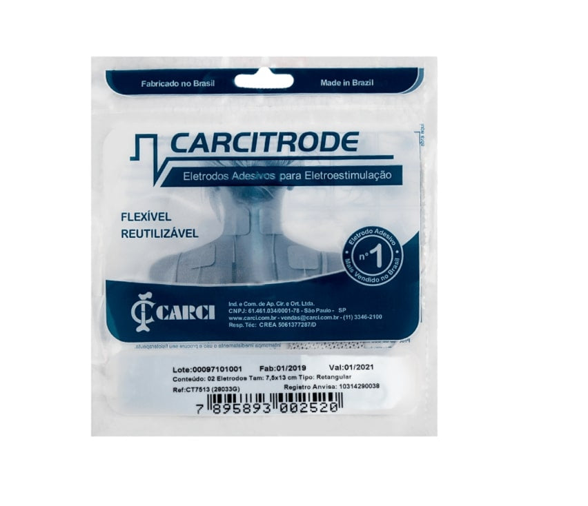 Eletrodo Descartável de Silicone Auto Adesivo 5x9cm com 4 Und Carci