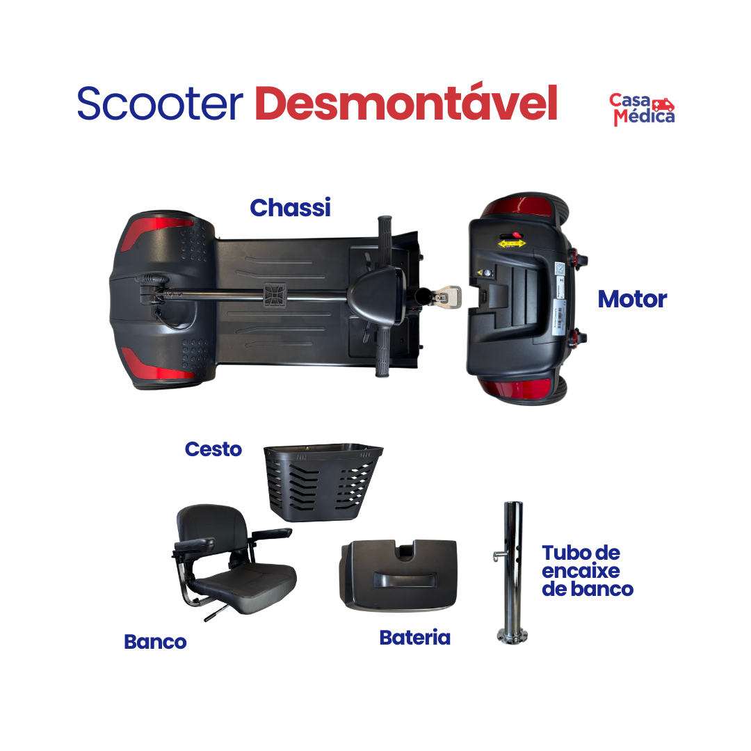 Cadeira de Rodas Motorizada Scooter Elétrica Dobrável até 136kg - Loh Medical
