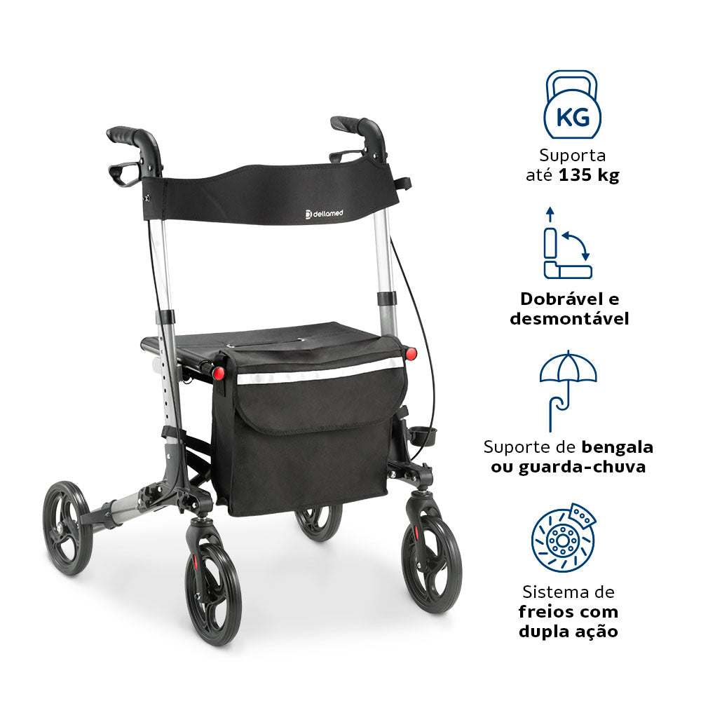 Andador Aluminio 4 Rodas D14 - Dellamed