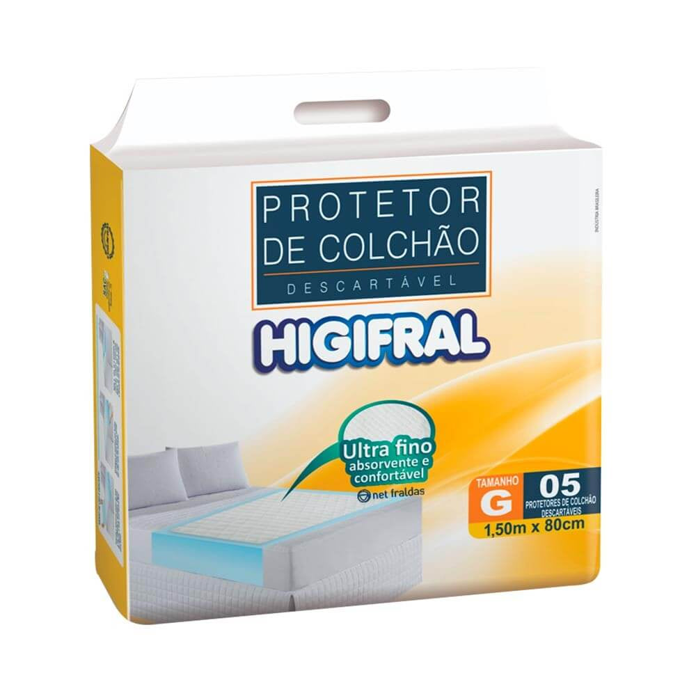 Lençol Descartável c/ Gel G 80cm x 150cm com 5un Higifral