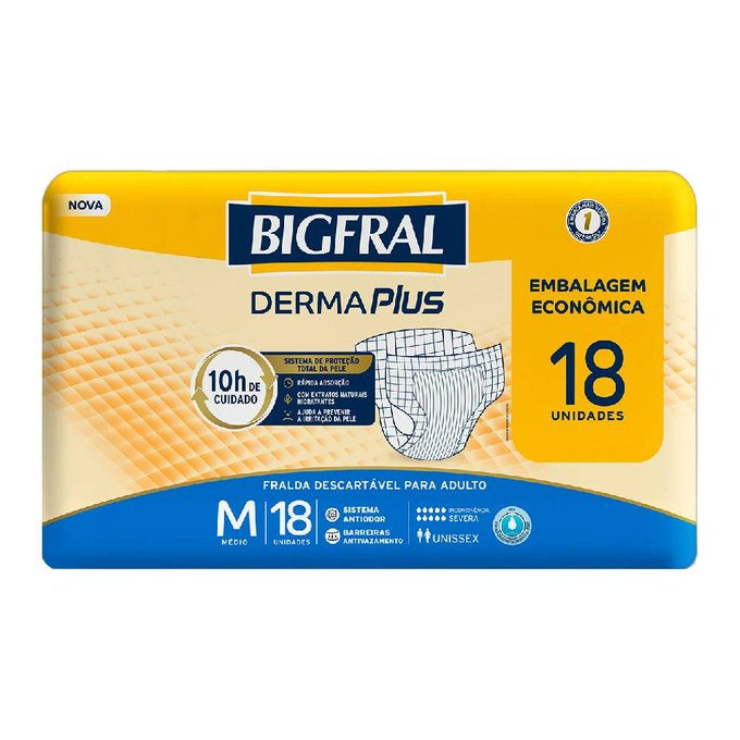 Fralda Derma Plus Fralda geriátrica tradicional M C/18 unidades - Bigfral