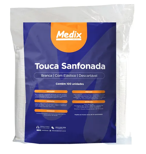 Touca Sanfonada Descartável C/ 300un - Medix + E-book