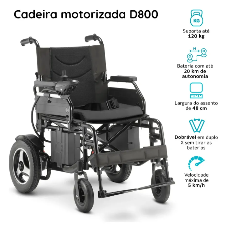 Cadeira de Rodas Motorizada D800 (120 kg) - Dellamed