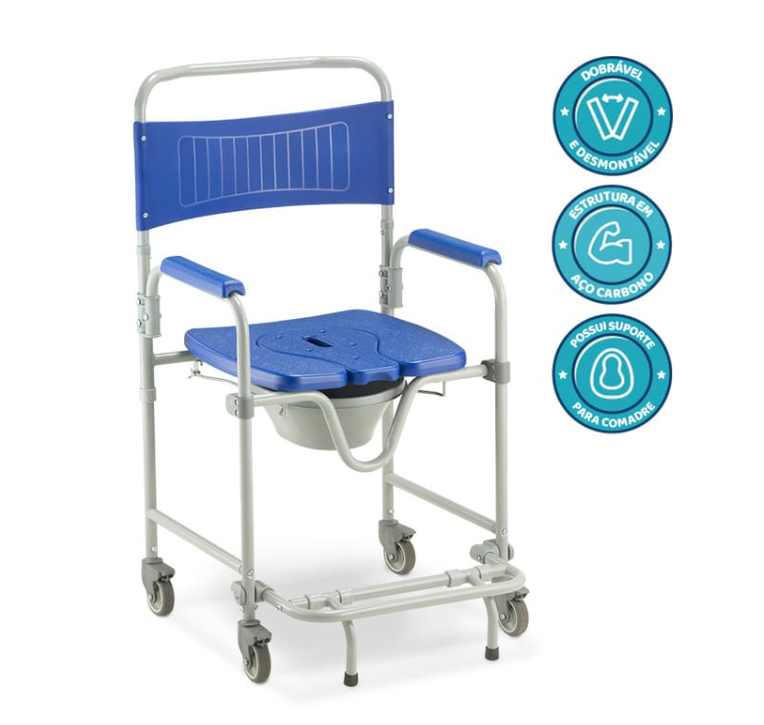 Cadeira de Banho Dobrável e Desmontável D45 (150 kg) - Dellamed