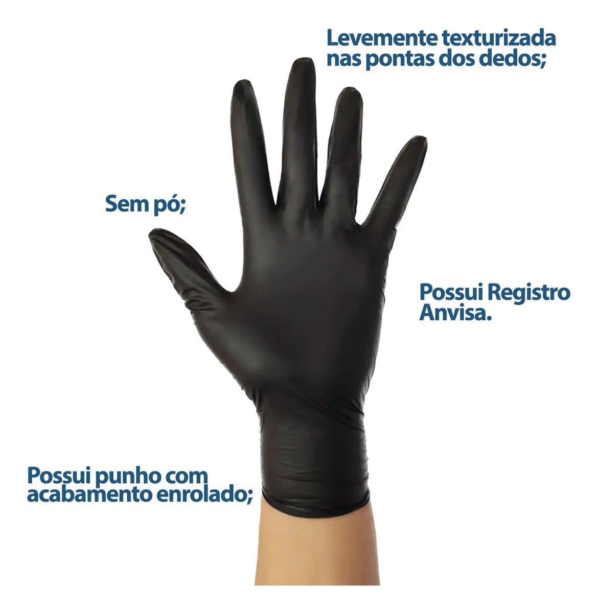 Luva Nitrilica Preta Cx 100un Medix