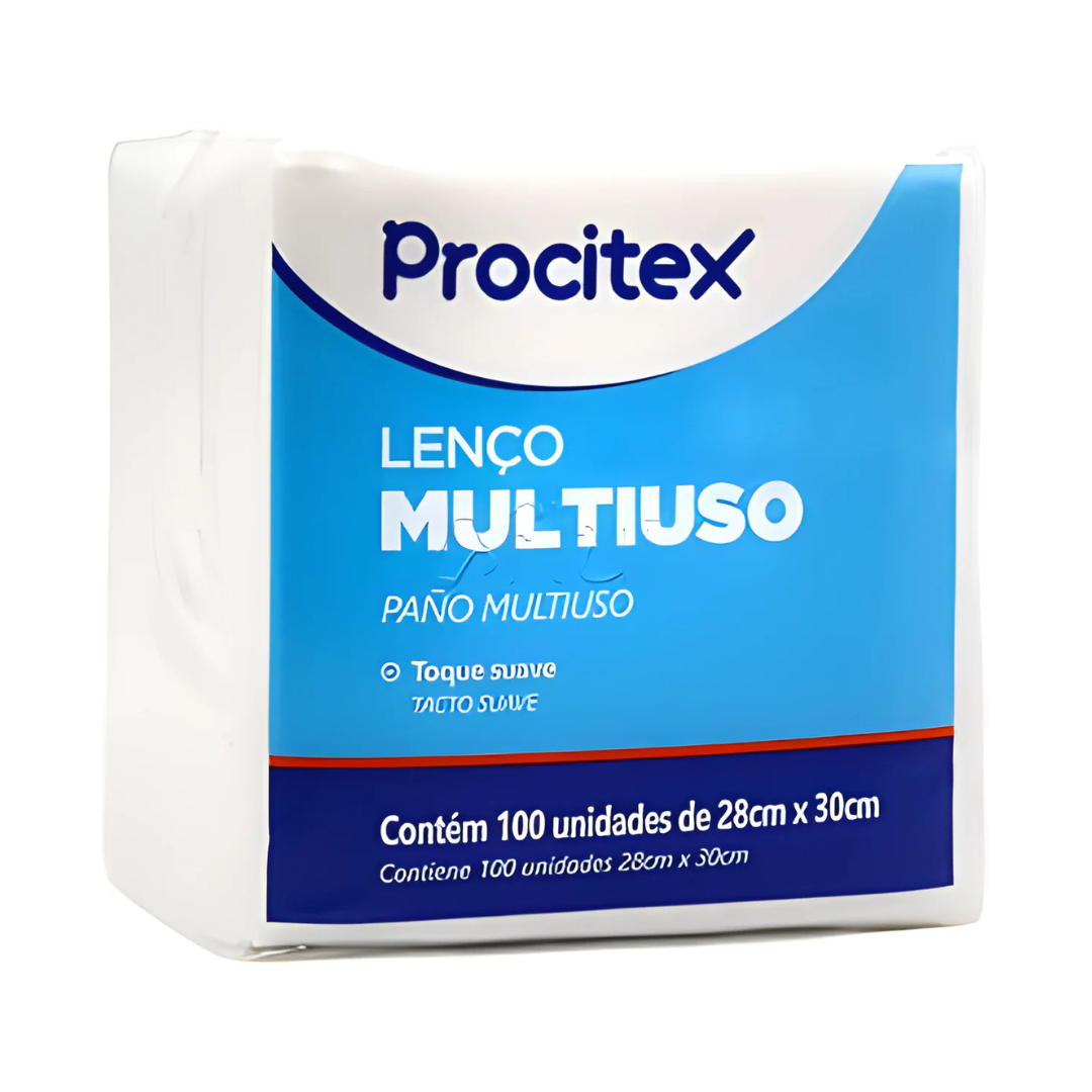 Lenço para Banho Multiuso 28x30cm 100un Procitex + E-book