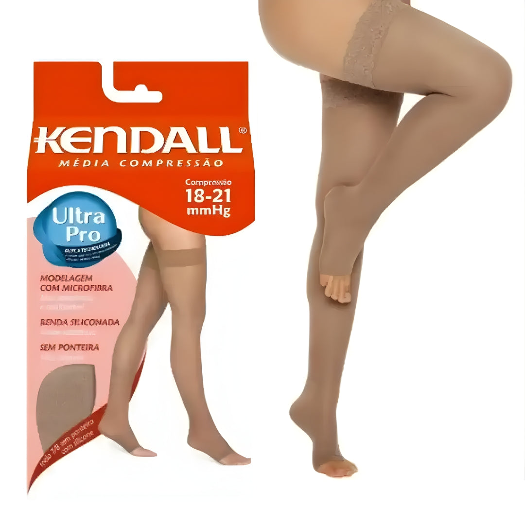 Meia de Compressão 7/8 com Silicone e Ponteira 20-30 mmHg - Kendall