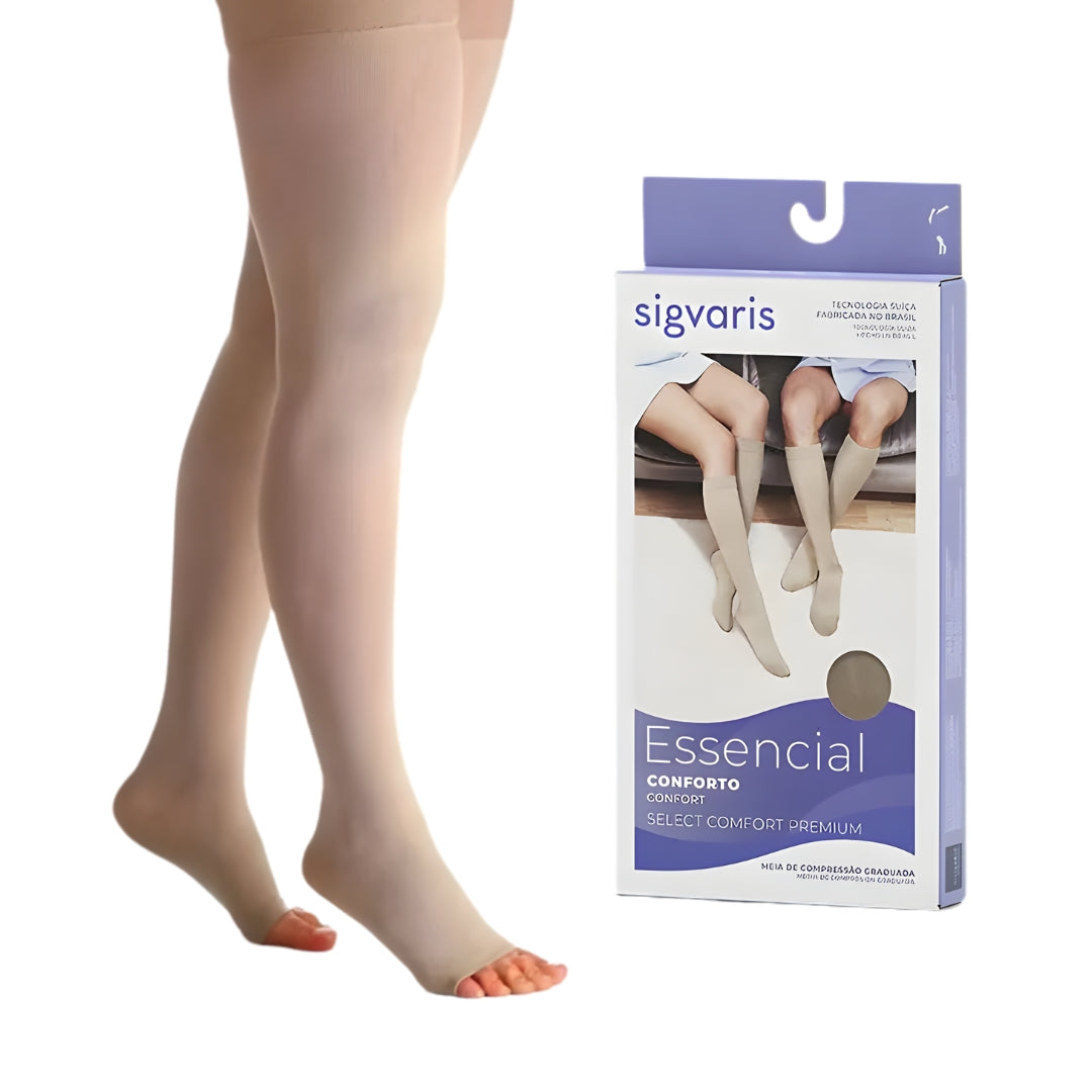 Meia de Compressão 7/8 Natural Sigvaris Select Comfort 20-30 mmHg + E-book