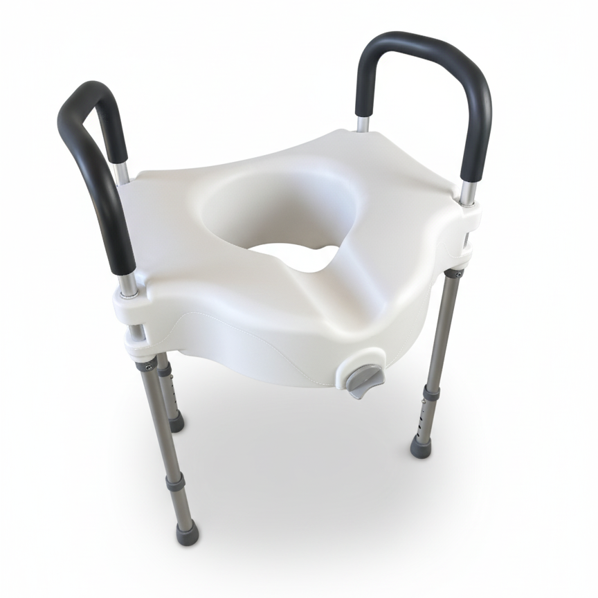 Assento Sanitário Elevado com Barra de Apoio Alumínio - Supermedy