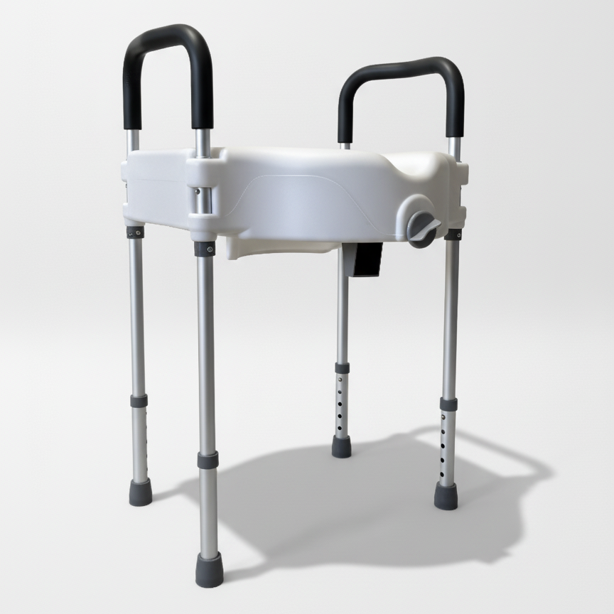 Assento Sanitário Elevado com Barra de Apoio Alumínio - Supermedy