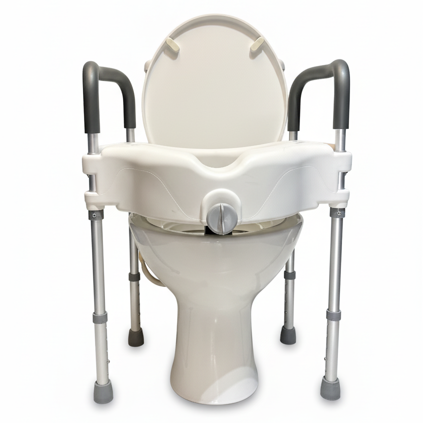Assento Sanitário Elevado com Barra de Apoio Alumínio - Supermedy