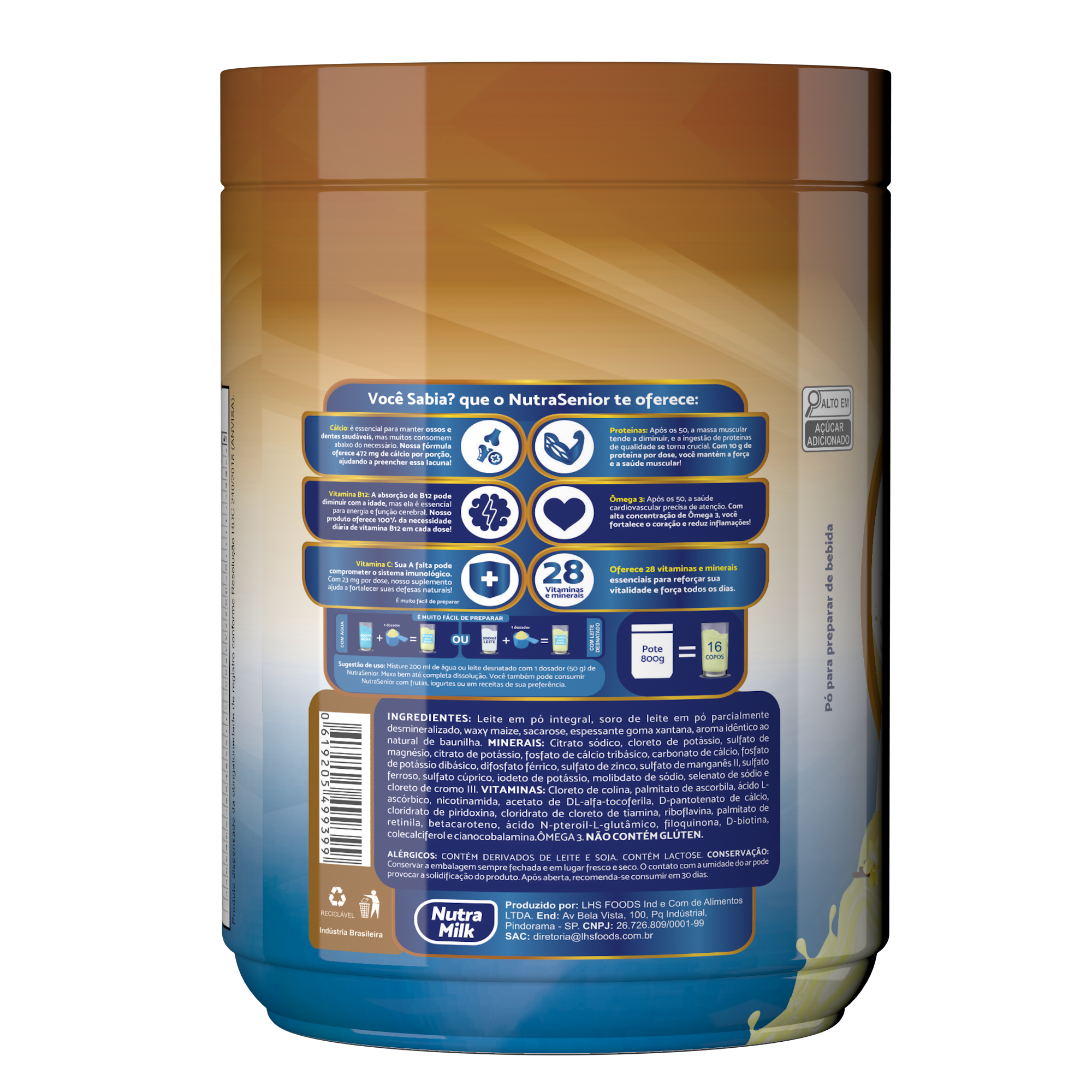 Nutra Senior Adulto 50+ Complemento Alimentar 800g + E-book