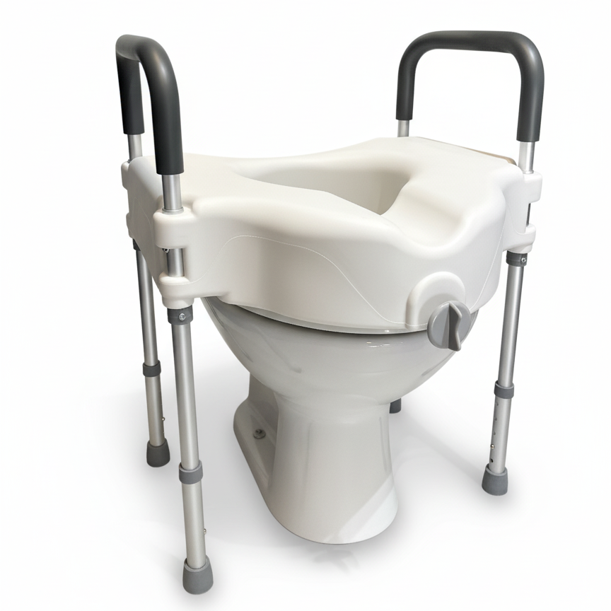 Assento Sanitário Elevado com Barra de Apoio Alumínio - Supermedy