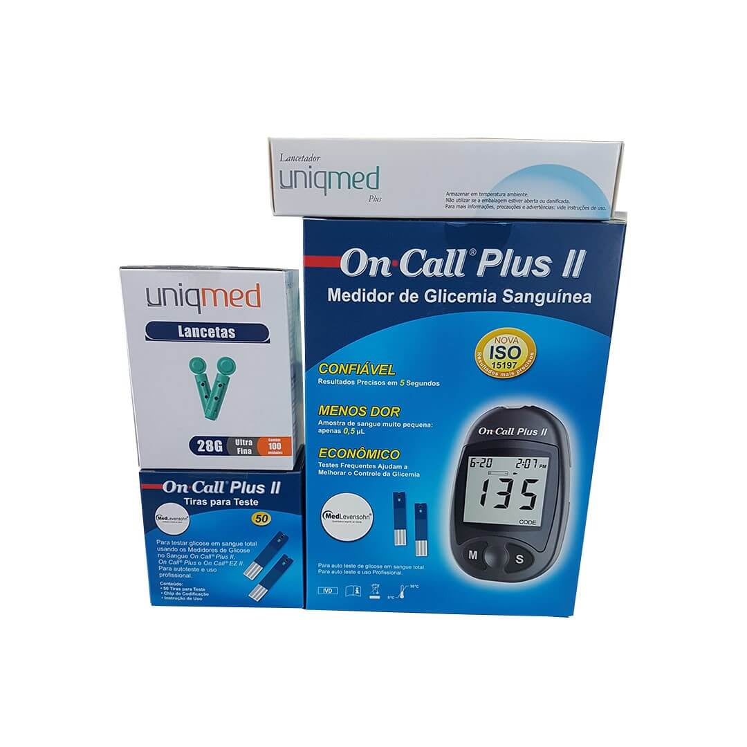 Kit Glicemia Completo Aparelho+50 Tiras+Lancetar+Agulha