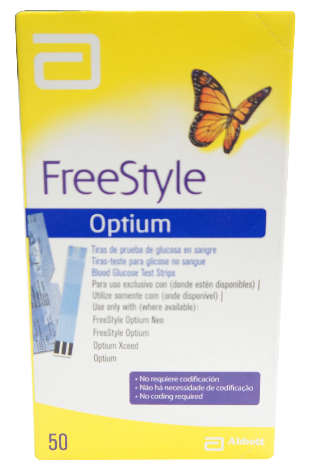 FreeStyle Optium Tiras para Teste de Glicemia com 50 unidades Abbott