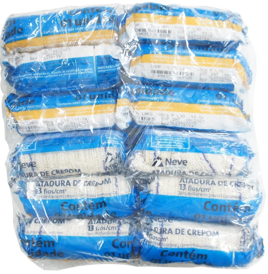 Atadura Crepe Elastica 13 Fios/2,20mts C/12 uni Neve