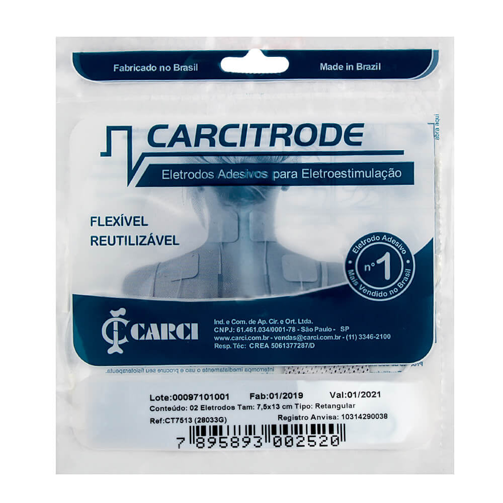 Eletrodo Descartável Silicone Auto Adesivo 4X6 cm com 4 Unidades Oval Carci