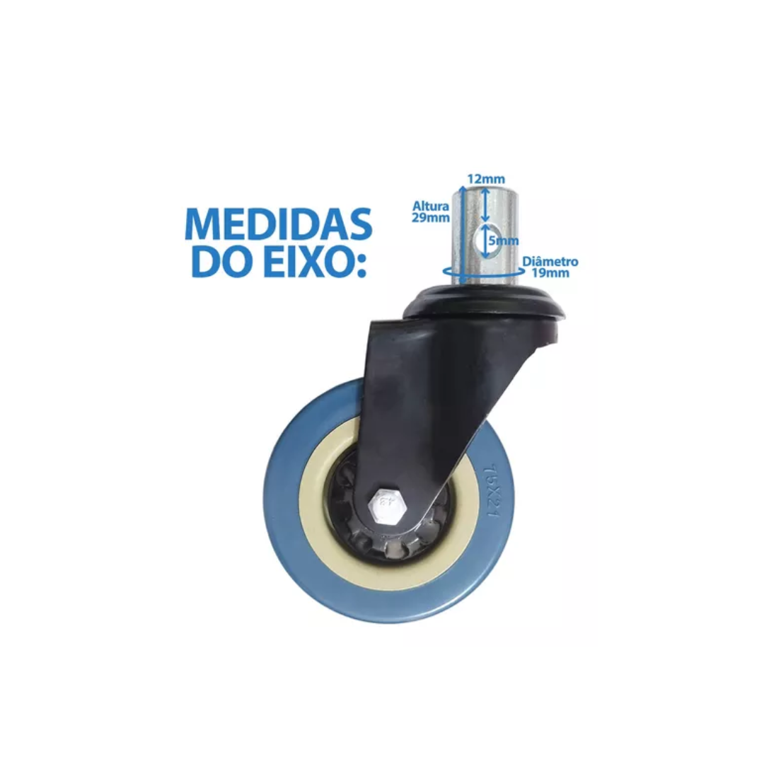 Roda s/ Freio Cadeira de Banho D30 e D40 Dellamed