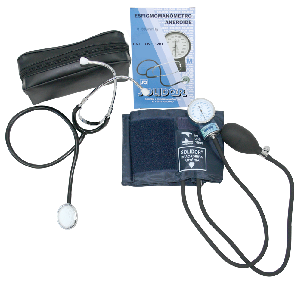 Aparelho de Pressão Solidor Adulto Fecho Velcro Nylon com Estetoscópio