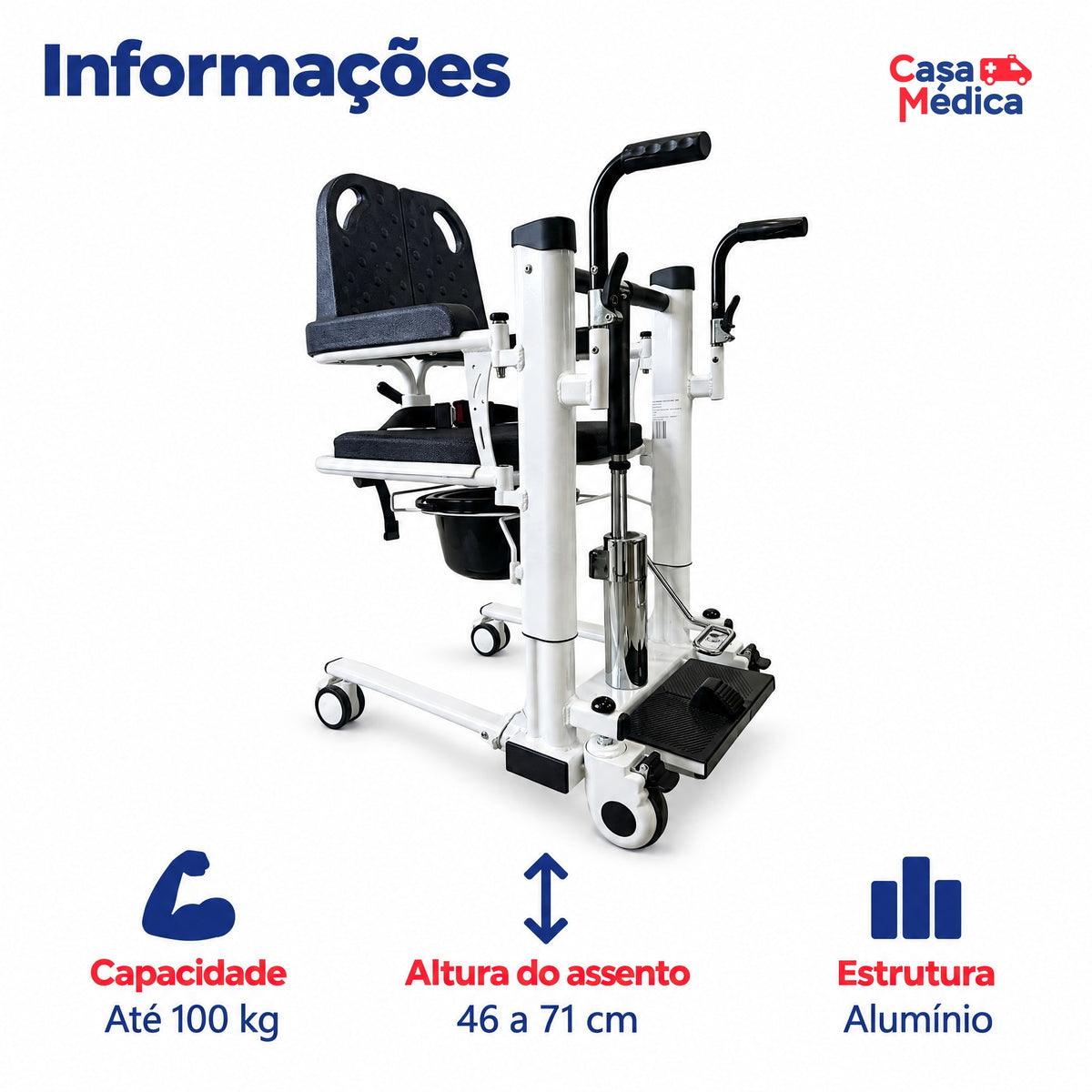 Cadeira de Transferência Alumínio Supermedy - imagem 2
