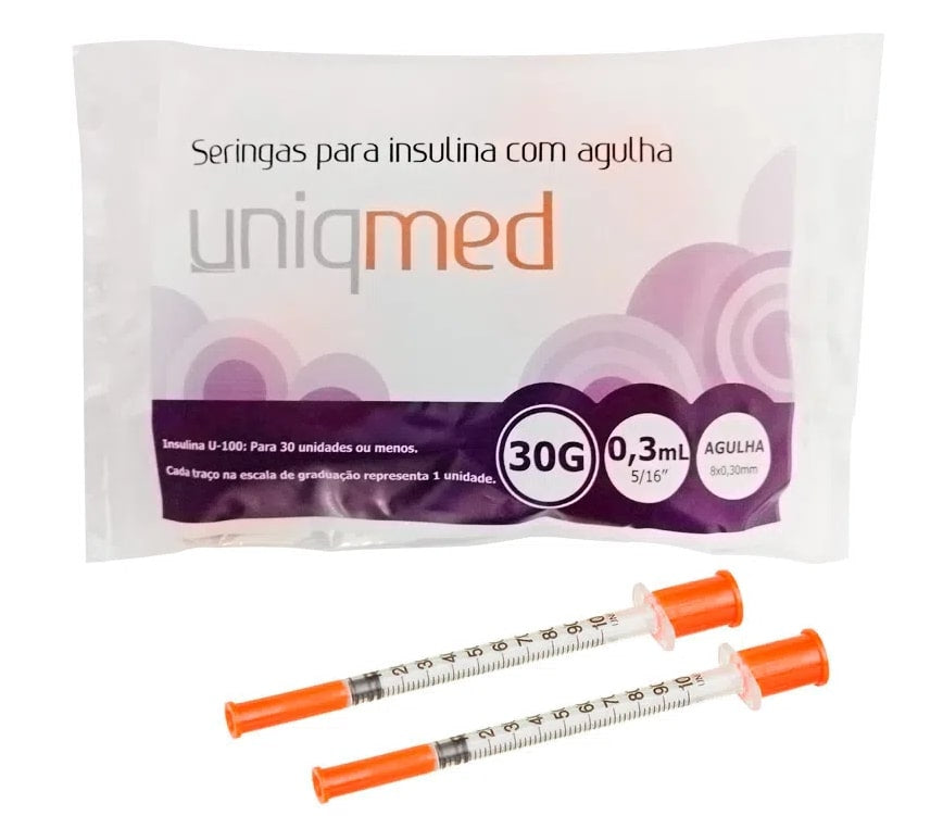 Seringa Descartável P/ Insulina Pct C/ 10uni U-100 Uniqmed
