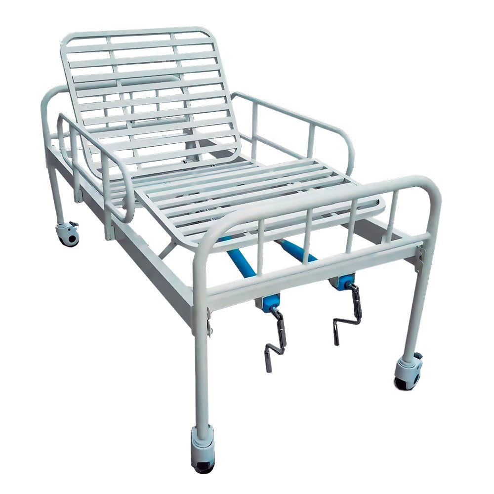 Cama Hospitalar Fawler Simples 2 Manivelas com Colchão Hospitalar D28 Dellamed