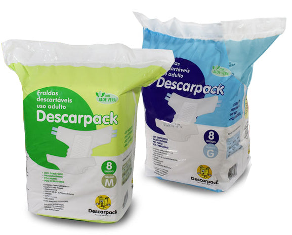 Fralda Descartável Adulto C/ Aloe Vera C/ 8uni Descarpack