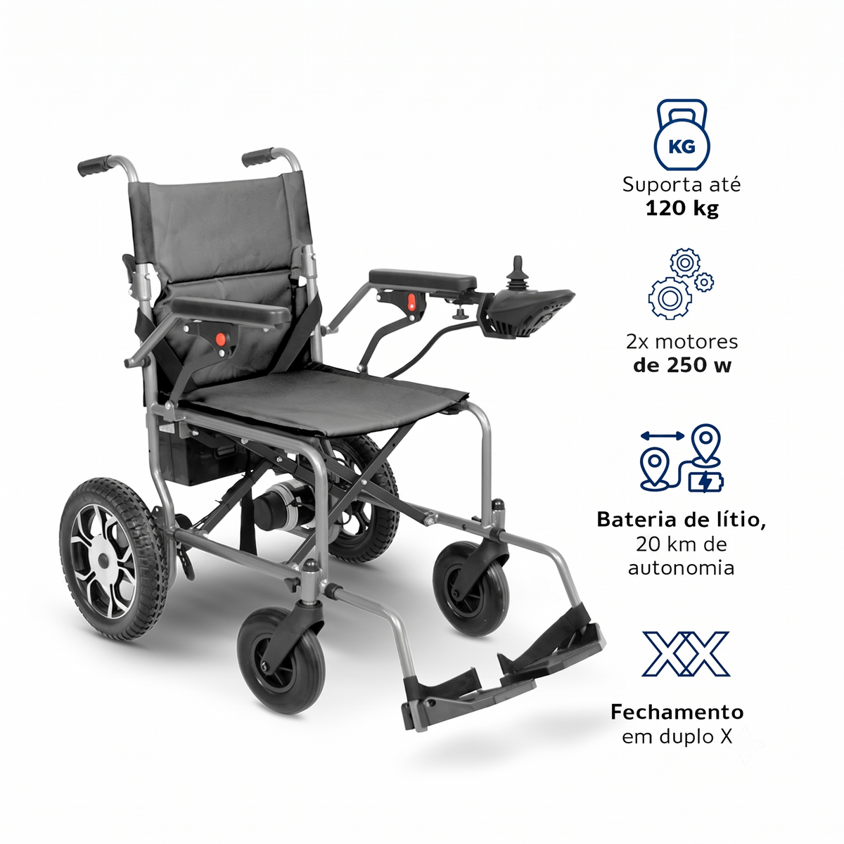Cadeira de Rodas Motorizada D750 Dellamed - Leve Dobrável 120kg