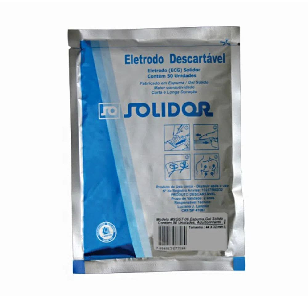 Eletrodo Descartável Adulto com Gel 50 Und Solidor