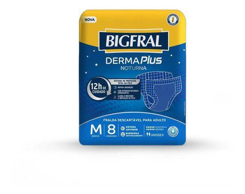 Fralda Bigfral Derma Plus Noturna Tamanho M - 8 Unidades