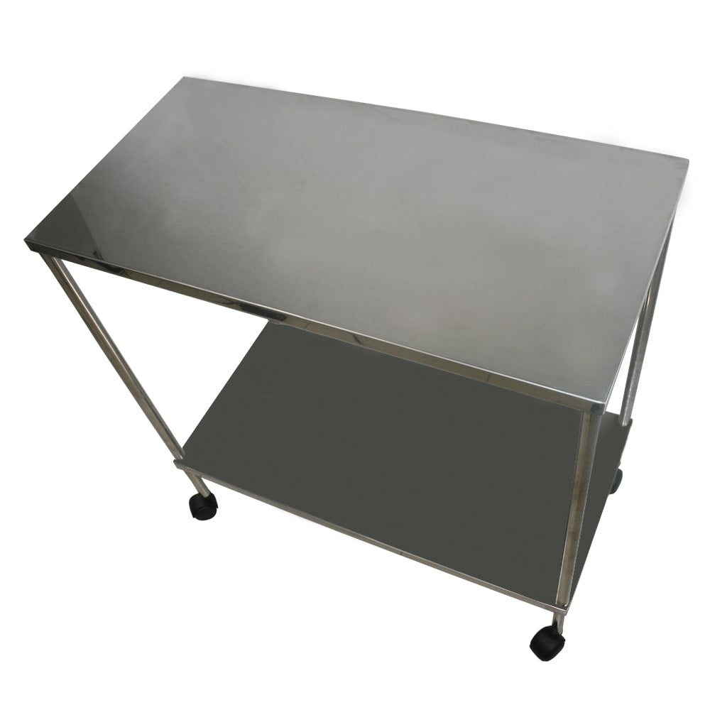 Mesa Auxiliar 40x80x80cm Inox com Rodízios RN07014