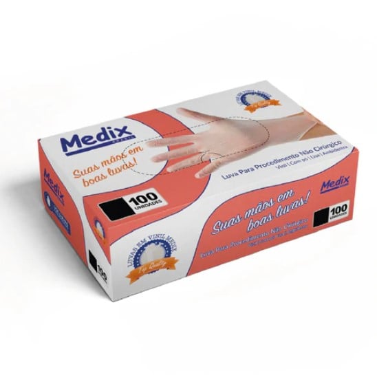 Luva Vinil Procedimento Com Pó Medix