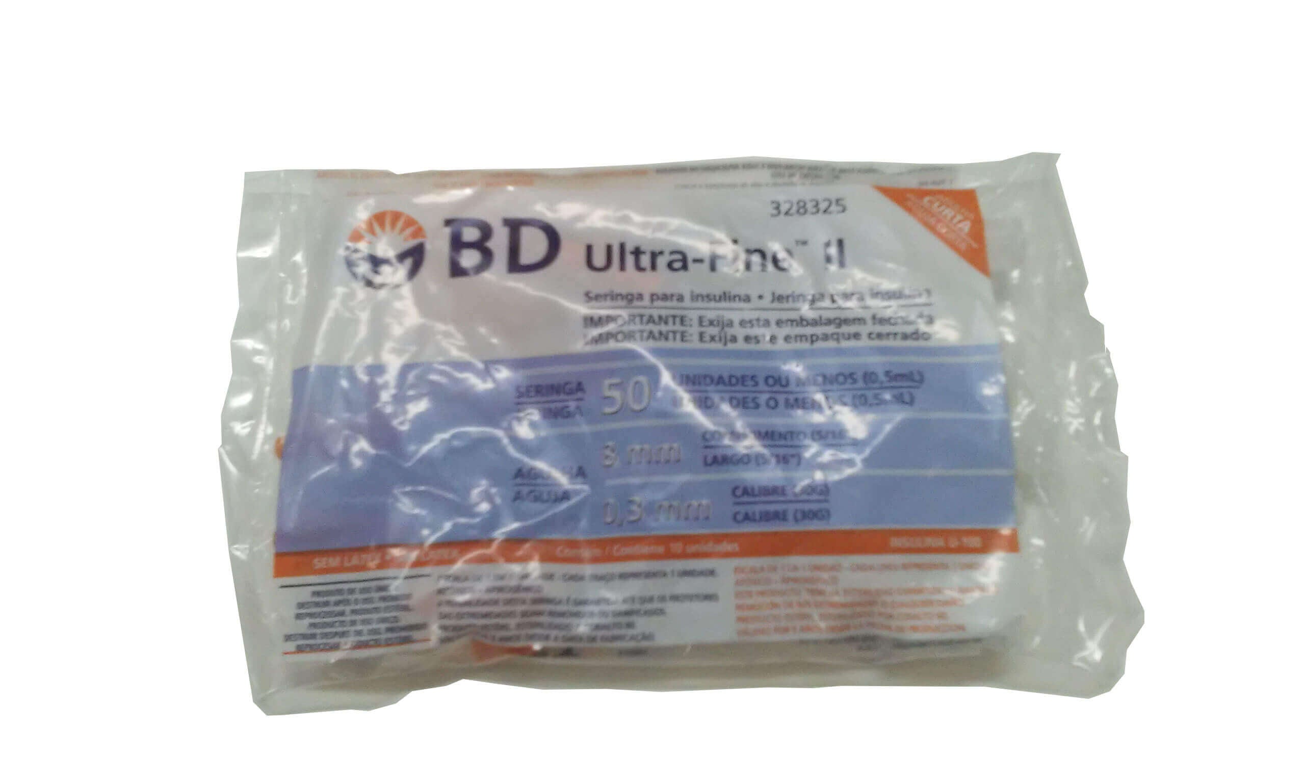 Seringa Ultra Fine U-50 8,0x0,33 com 10 und BD